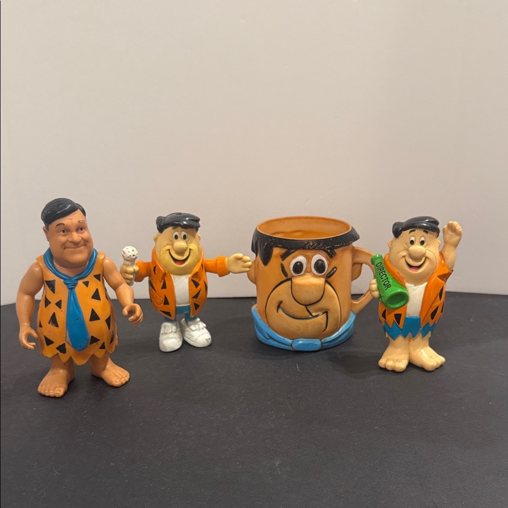 Fred Flintstones Character Toy Set and plastic mug cup